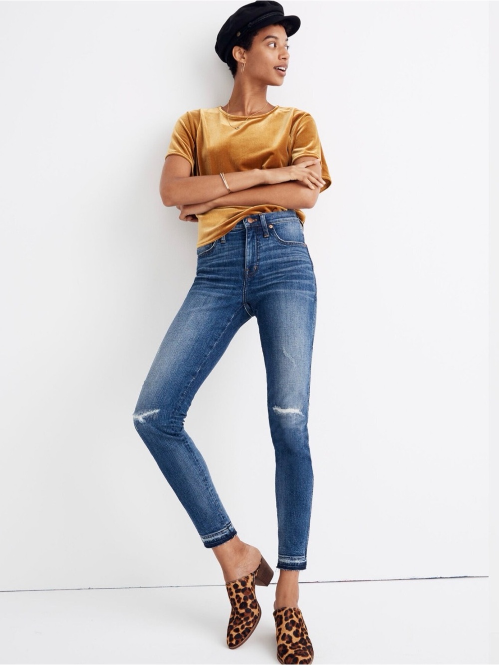 NWOT MADEWELL 9" High-Rise Skinny Jean Rip and Repair Edition